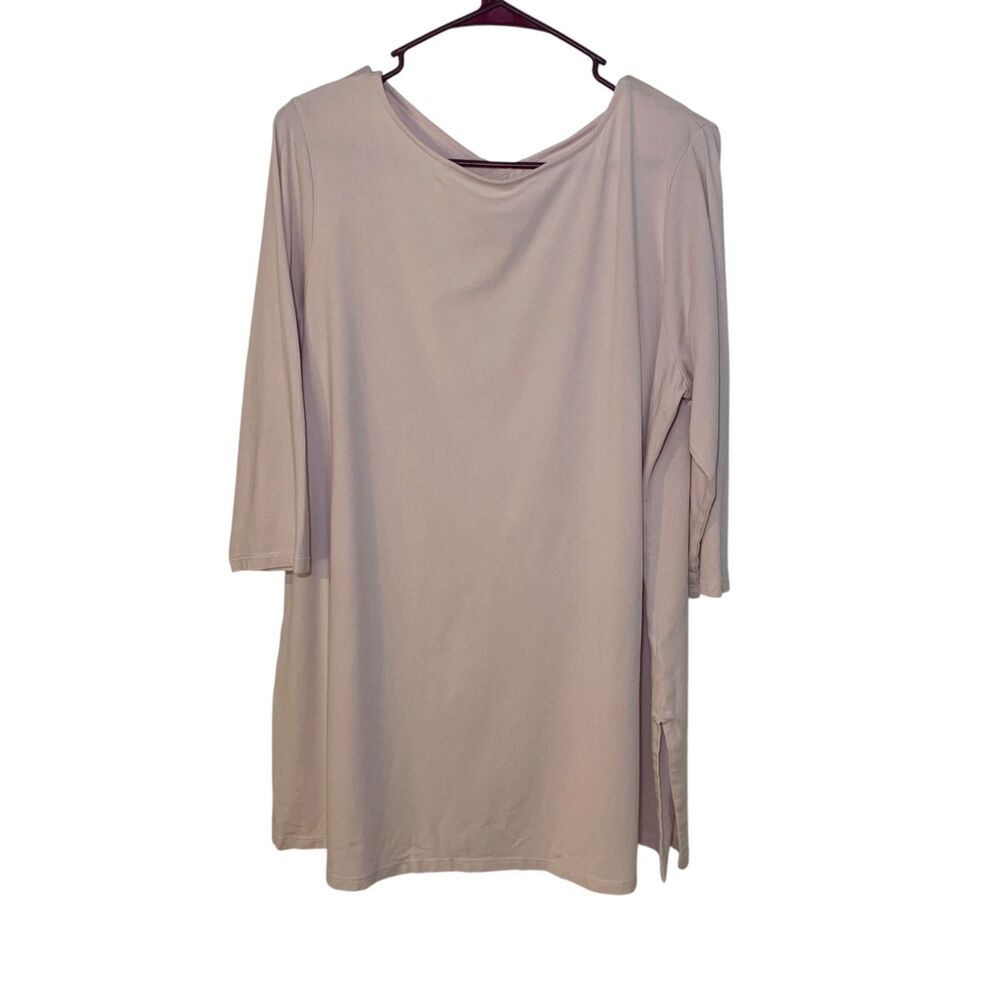 J Jill Blush Pink Fit Wrap Criss Cross Back Tunic Top 1X Athleisure Comfort